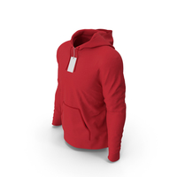 Red Male Standard Hoodie Worn With Tag PNG & PSD Images