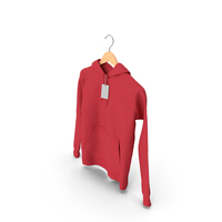 Male Standard Hoodie Hanging on Hanger With Tag Red PNG & PSD Images