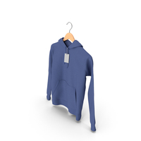 Male Standard Hoodie Hanging on Hanger With Tag Dark Blue PNG & PSD Images