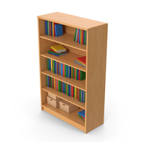 Wooden Bookshelf With Books PNG & PSD Images