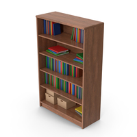 Bookshelf With Books Dark Wood PNG & PSD Images