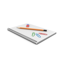 Notepad With Pencil And Paper Clips PNG & PSD Images