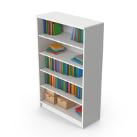 Bookshelf With Books White PNG & PSD Images