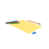 Yellow Paper With Colored Pencils PNG & PSD Images