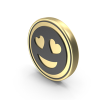 Heart Smiley Love Emoji Face Coin Gold PNG & PSD Images
