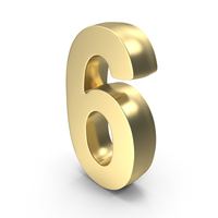 Number Gold 6 PNG & PSD Images