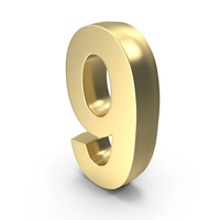 Number Gold 9 PNG & PSD Images