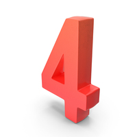 Number Red 4 PNG & PSD Images