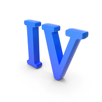 Roman Numbers 4 Blue PNG & PSD Images