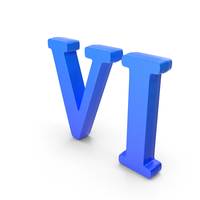 Roman Numbers 6 Blue PNG & PSD Images