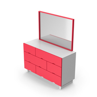 Dresser with Mirror Red White PNG & PSD Images