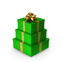 绿金礼品盒PNG和PSD图像