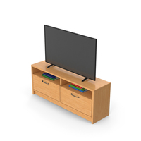 Wooden TV Stand with TV PNG & PSD Images