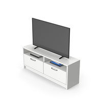 White TV Stand With TV PNG & PSD Images