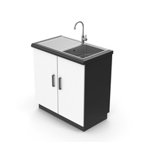 Black White Kitchen Sink Cabinet PNG & PSD Images