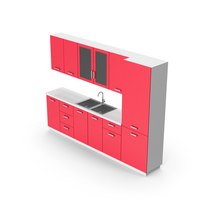 Red White Kitchen Cabinets PNG & PSD Images