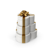 White Gold Heart Gift Boxes PNG & PSD Images