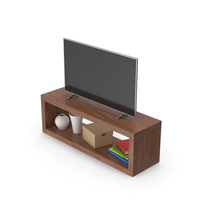 TV Stand Dark Wood with Smart TV PNG & PSD Images