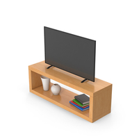 Wooden TV Stand with Smart TV PNG & PSD Images