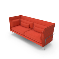 Alcova Triple Orange Sofa PNG & PSD Images