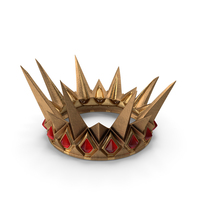 Gold Medeival Spike Crown with Ruby Gems PNG & PSD Images