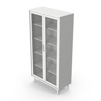 White Cabinet With Glass Doors PNG & PSD Images