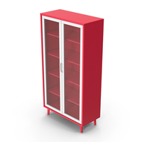Cabinet With Glass Doors Red White PNG & PSD Images