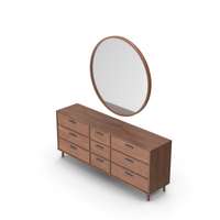 Bedroom Sideboard With Mirror Dark Wood PNG & PSD Images