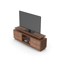 TV Stand Dark Wood With TV PNG & PSD Images