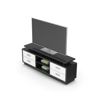 TV Stand Black White With TV PNG & PSD Images