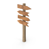Four Way Wood Road Sign Arrows PNG & PSD Images