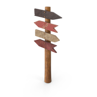 Colored Four Way Wood Road Sign Arrows PNG & PSD Images