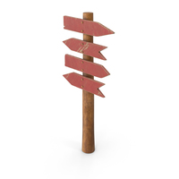 Red Four Way Wood Road Sign Arrows PNG & PSD Images