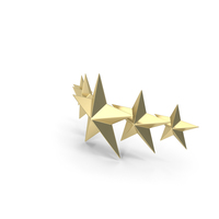 Gold Horizontal Five Star Rating PNG & PSD Images
