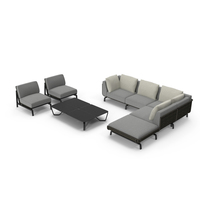 Holly Hunt Tortuga Sofa with Chairs and Table Set PNG & PSD Images