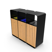 HANKO M Triple Sort Modular Recycling Bin for Outdoor Optional PNG & PSD Images