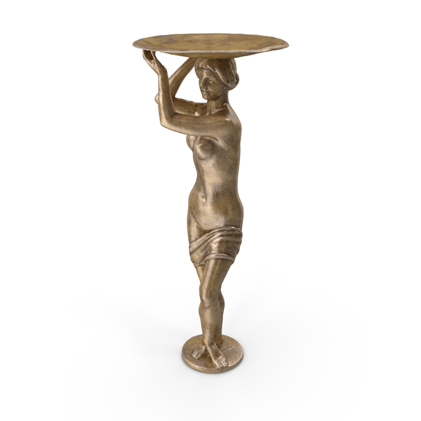 Bronze Woman With Dish Fountain PNG & PSD Images