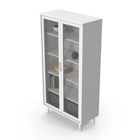 White Cabinet Set With Glass Doors PNG & PSD Images