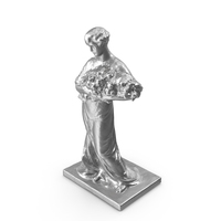 Woman With Bouquet Metal Statue PNG & PSD Images