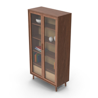 Cabinet With Glass Doors Dark Wood PNG & PSD Images