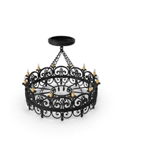 Round Forged Iron Black Chandelier PNG & PSD Images