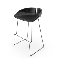 Black Leather Fjord Stool PNG & PSD Images