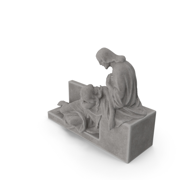 Jesus with Woman Pedestal Stone PNG & PSD Images
