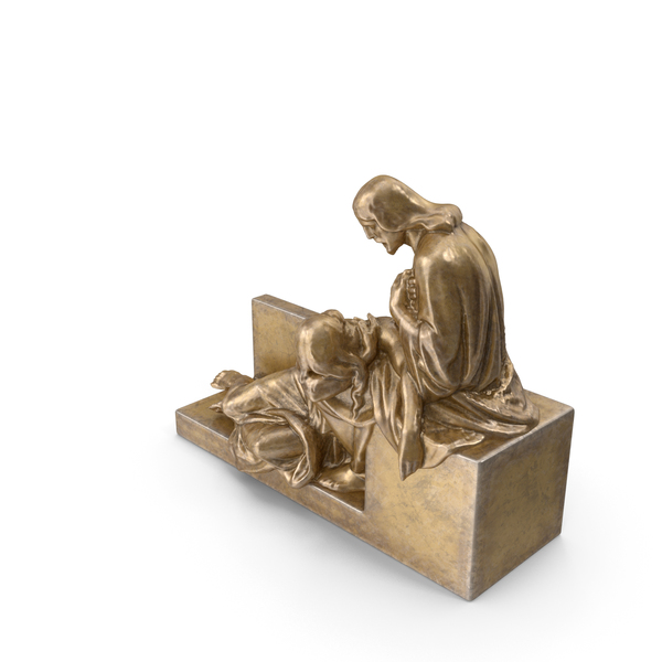 Jesus with Woman Pedestal Bronze PNG & PSD Images