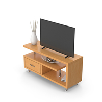 Wooden TV Stand With Smart TV PNG & PSD Images