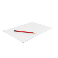 A4 Paper With Red Pencil PNG & PSD Images