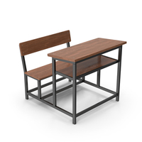 School Desk With Chair Dark Wood PNG & PSD Images