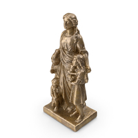 Woman with Kids Bronze Statue PNG & PSD Images