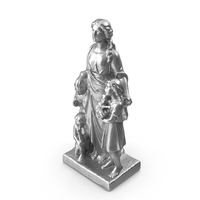 Woman with Kids Metal Statue PNG & PSD Images