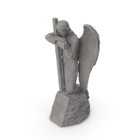 Angel on Rock with Cross Stone PNG & PSD Images